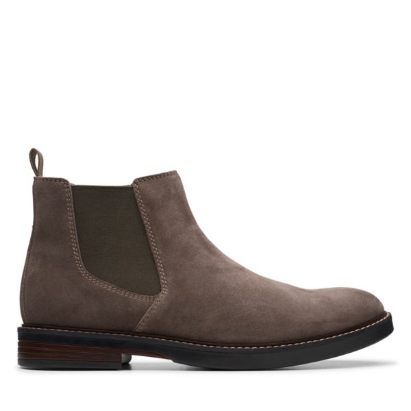 Clarks Mens Paulson Up Chelsea Boots Taupe Suede | CA-8692041